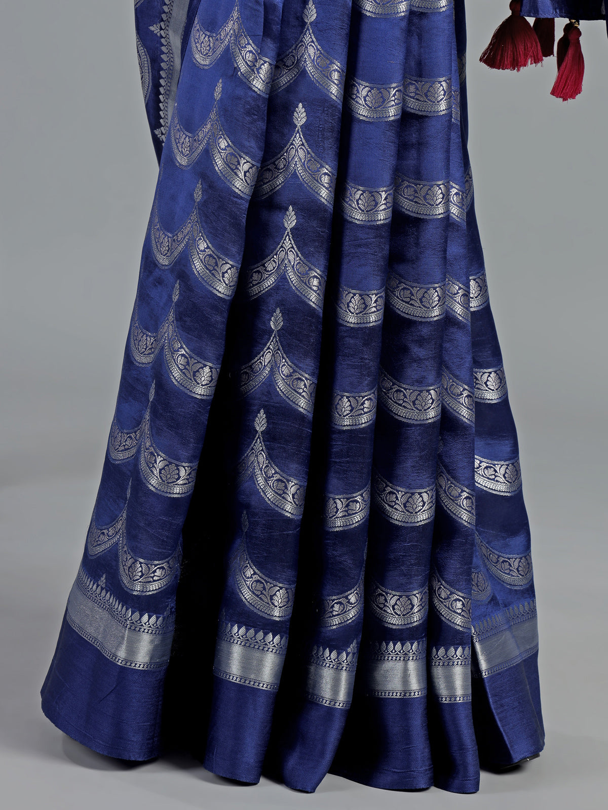 Blue silk saree with gota highlights