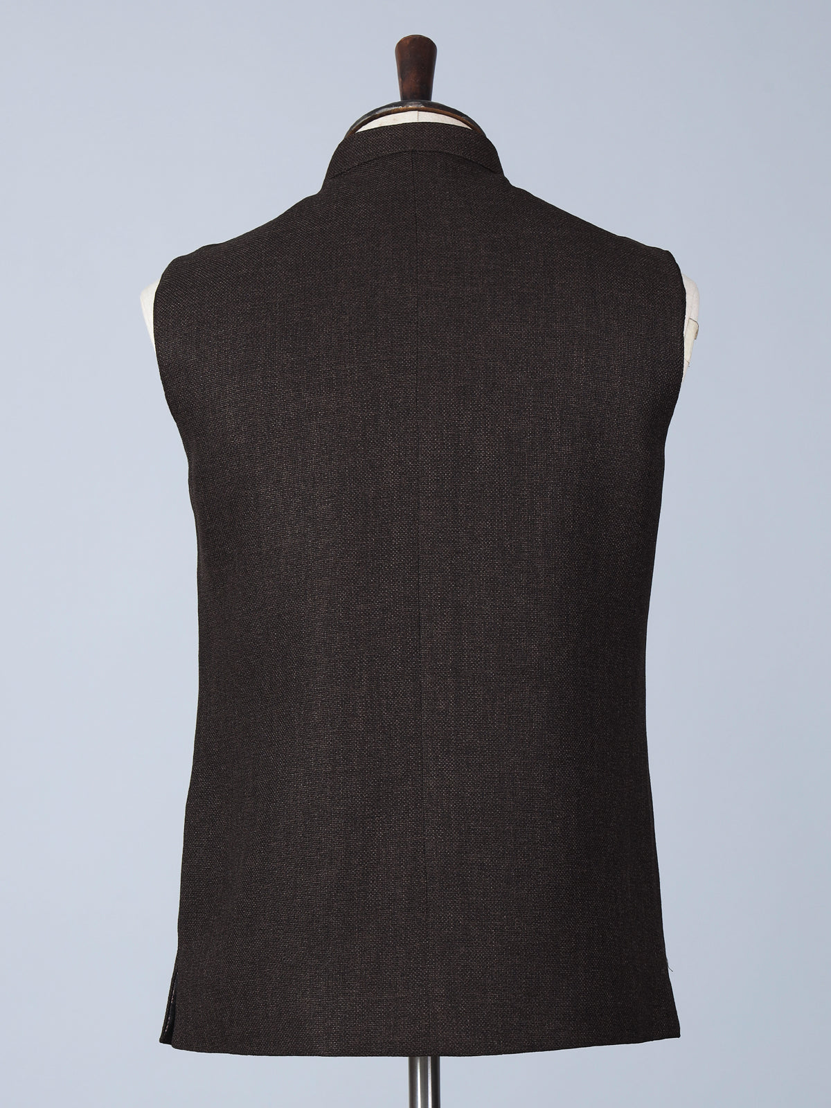 Brown plain cotton silk waistcoat