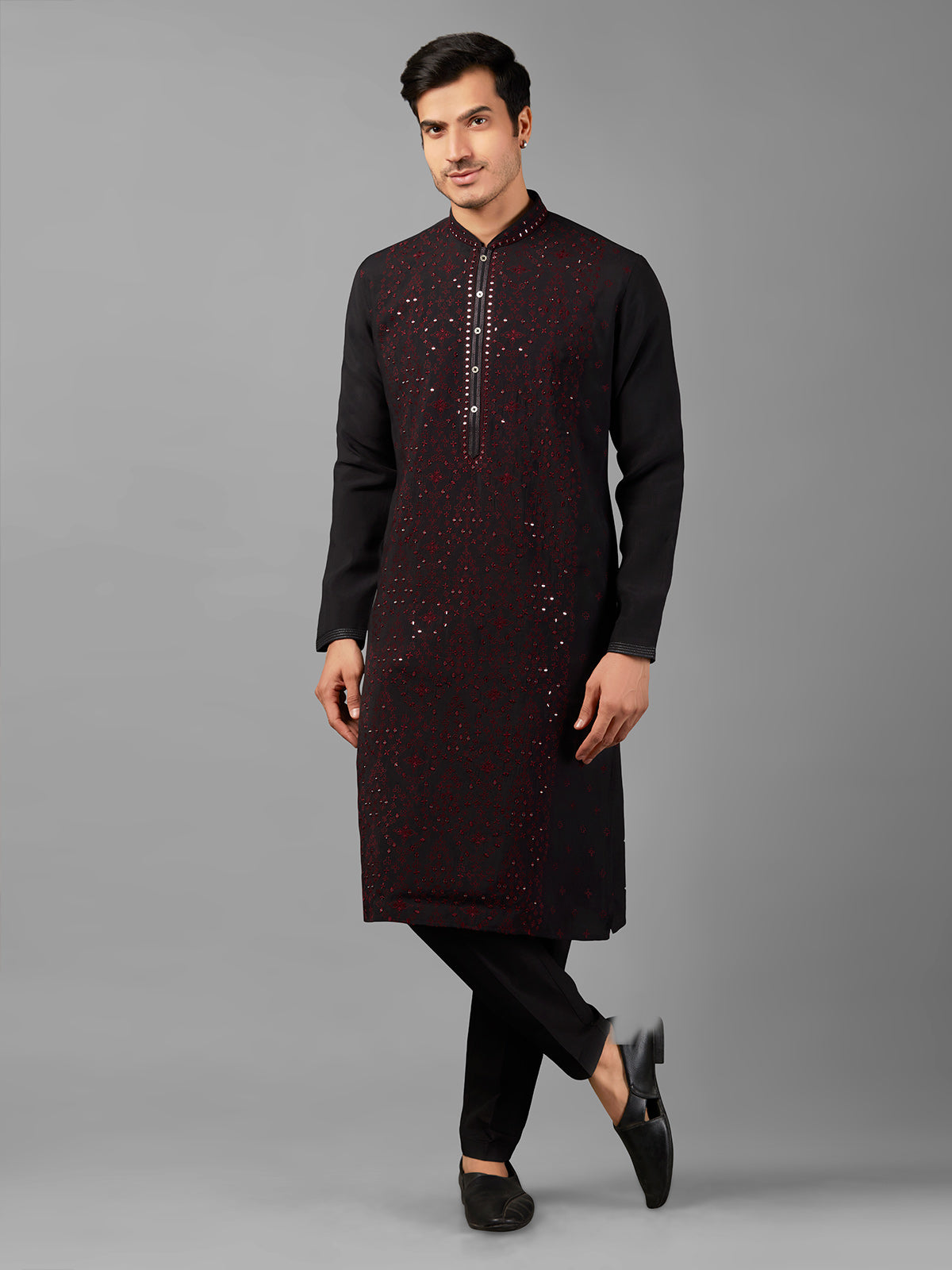 Classic silk black kurta suit
