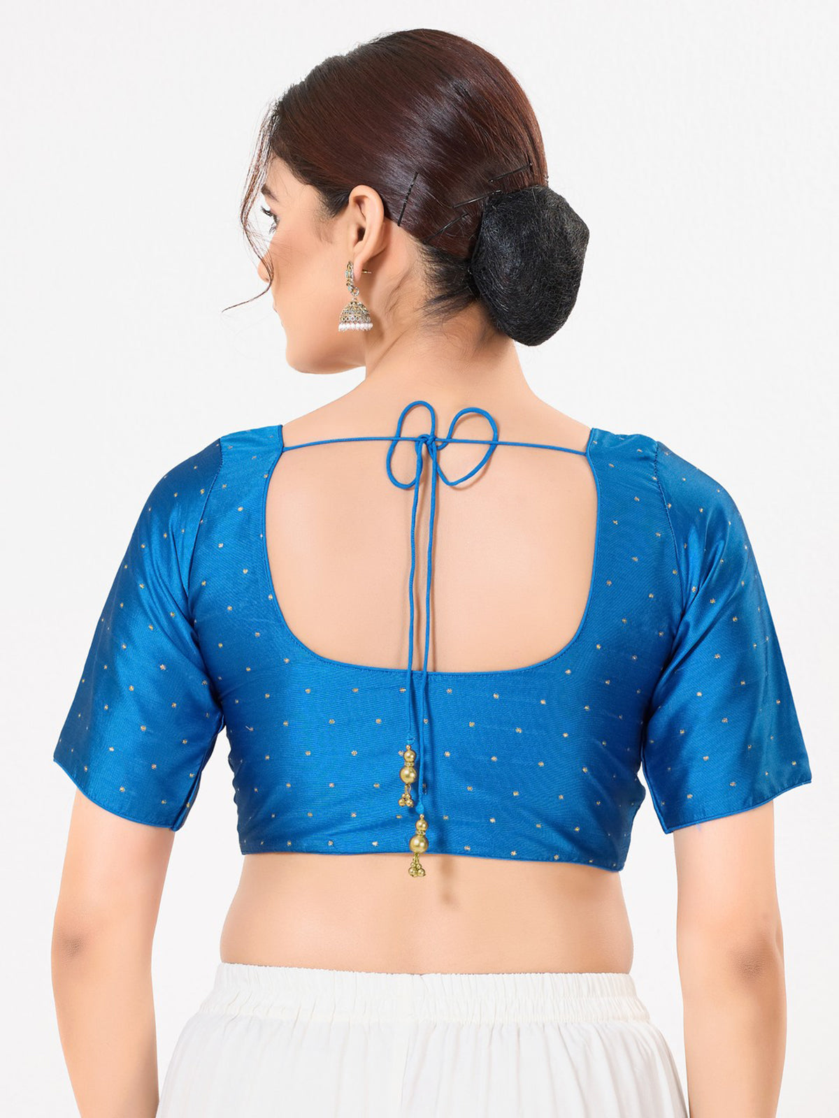 Cobalt blue tafeta silk zari festive blouse