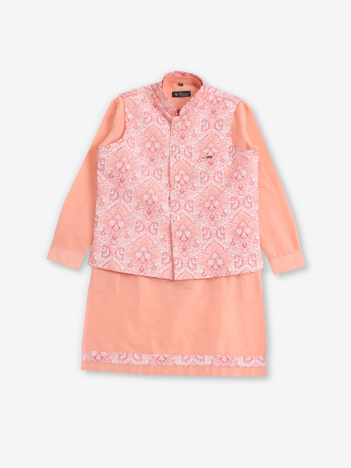 Cotton silk peach waistcoat set