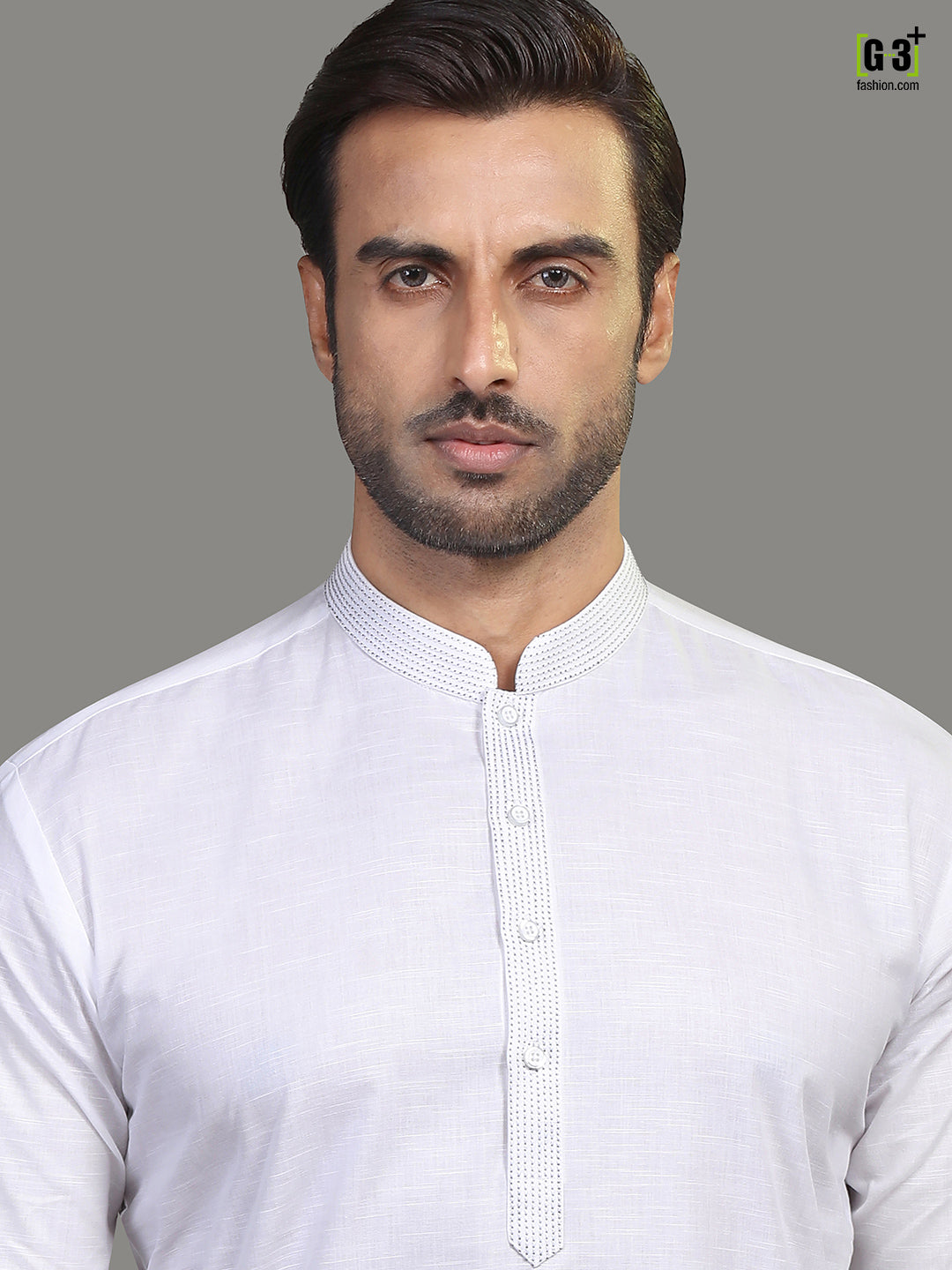 Cotton white full sleeve kurta suit