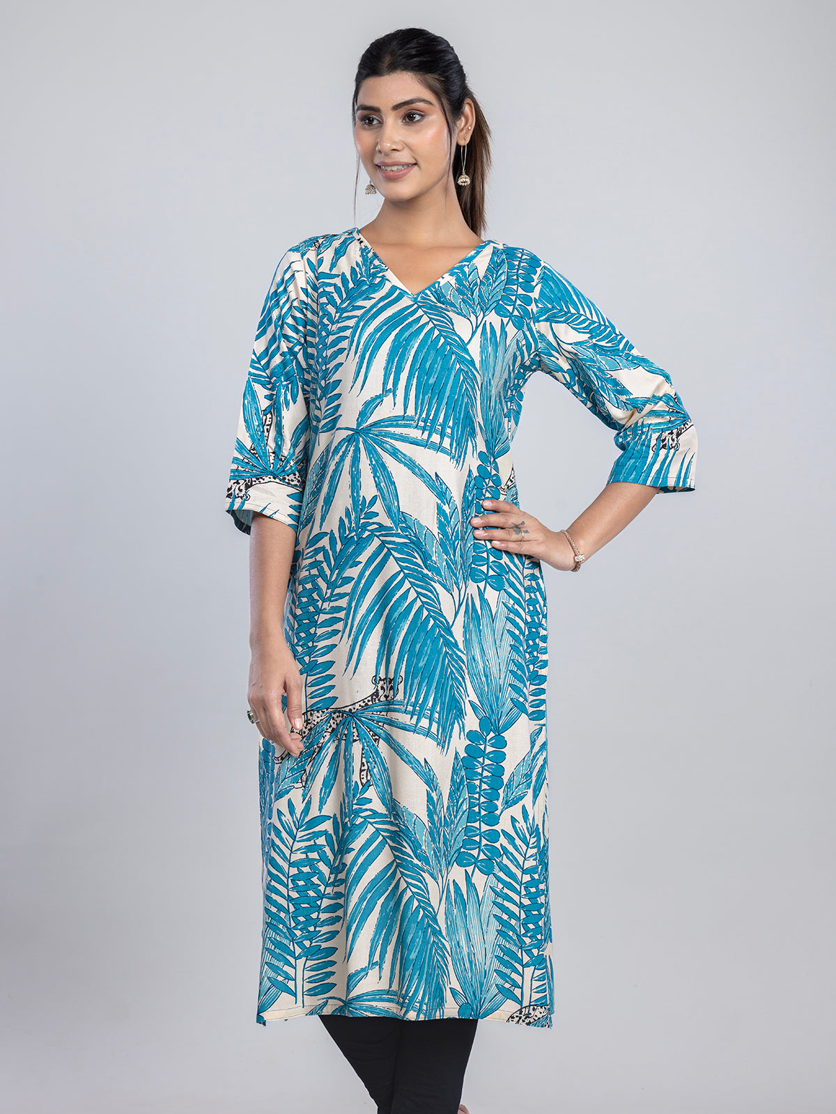 Cream cotton silk kurti for casual wear