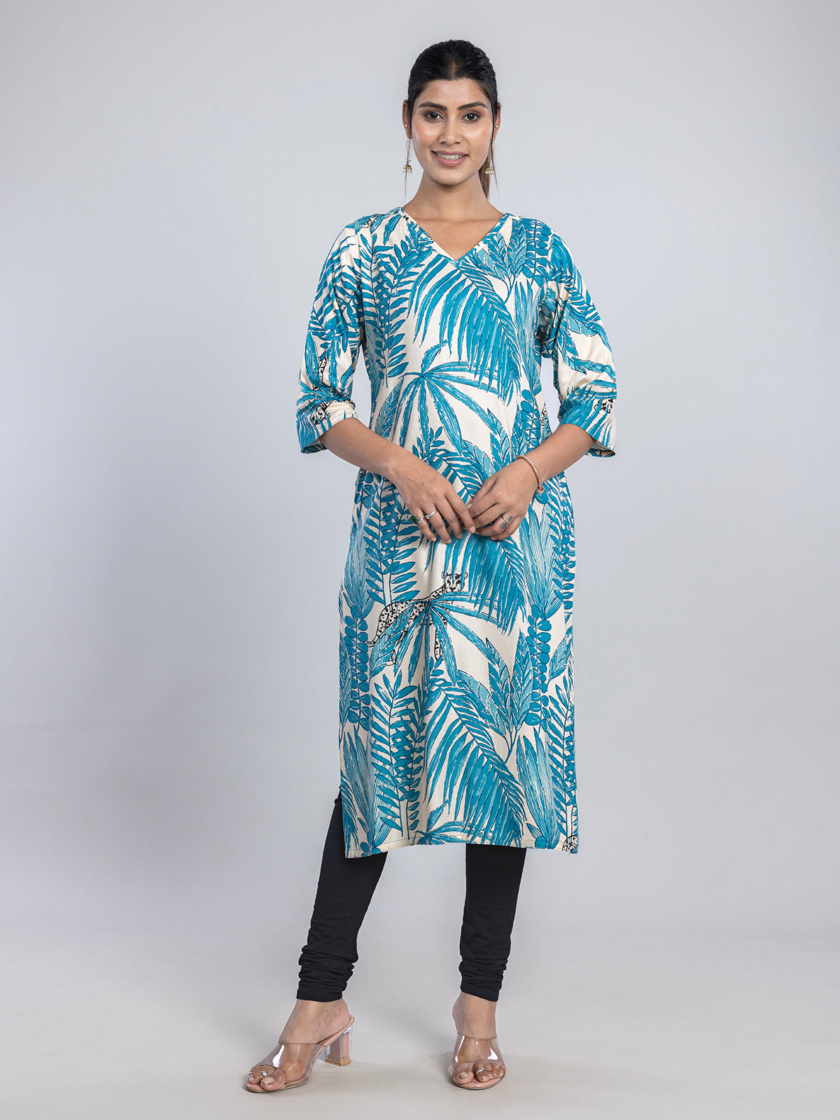 Cream cotton silk kurti for casual wear