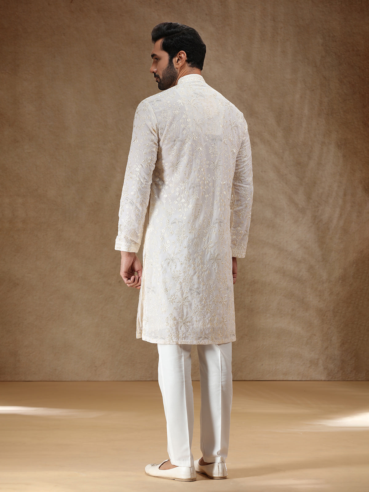 Cream georgette kurta suit for festival