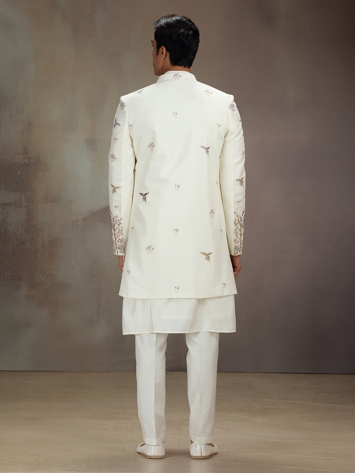 Cream silk jungle theme indo western