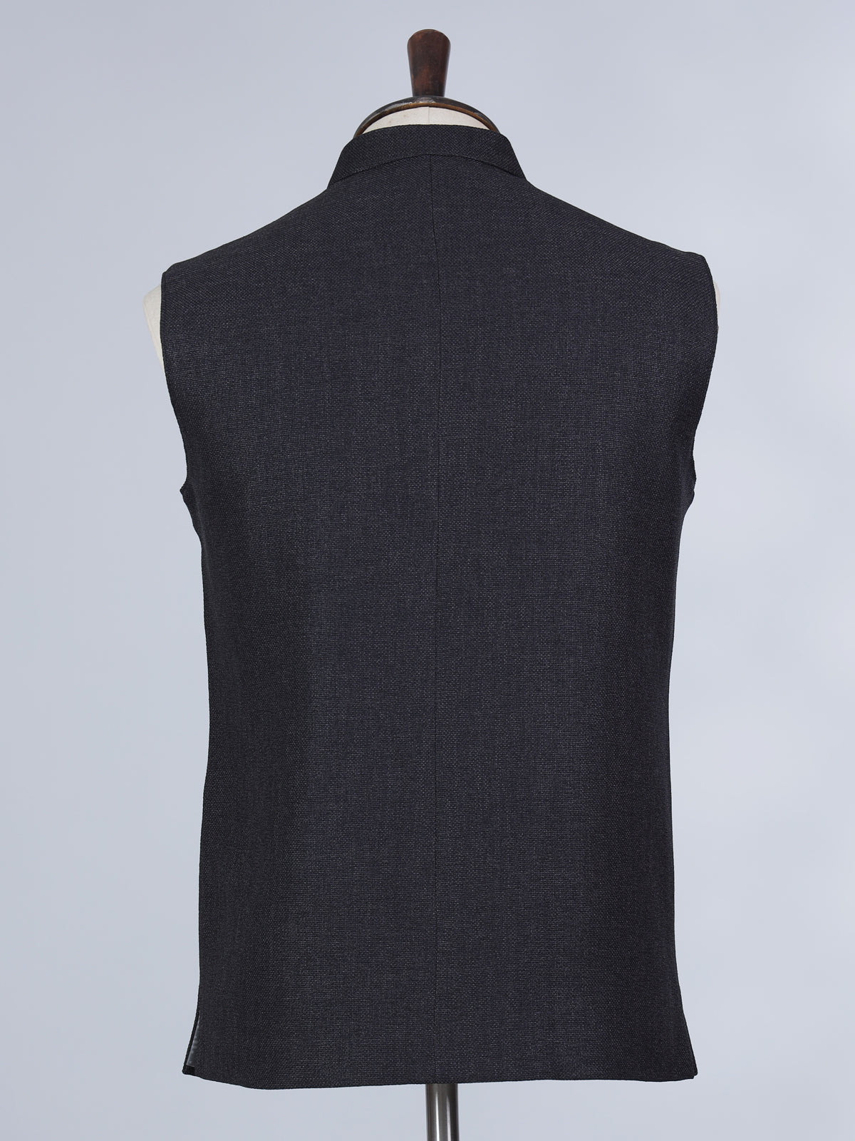Dark grey plain cotton silk waistcoat
