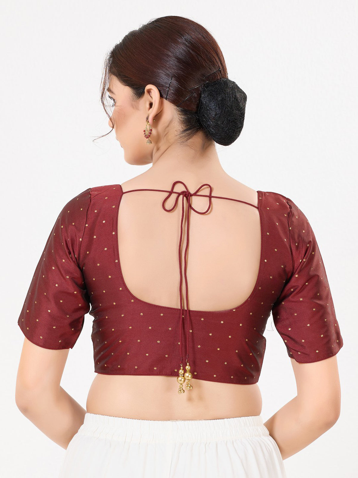 Dark maroon tafeta silk zari festival blouse
