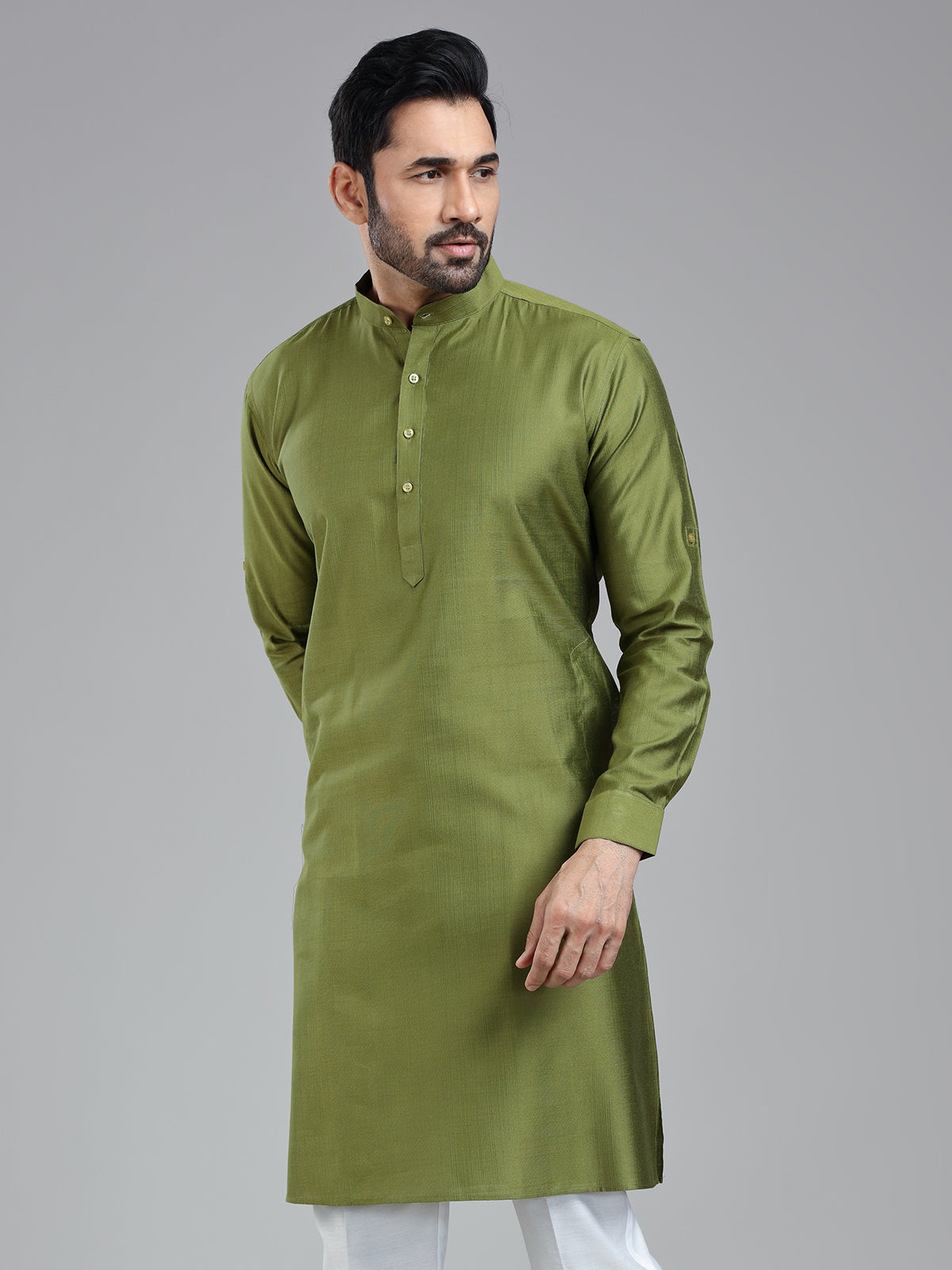 Dark olive simple kurta for festive wear