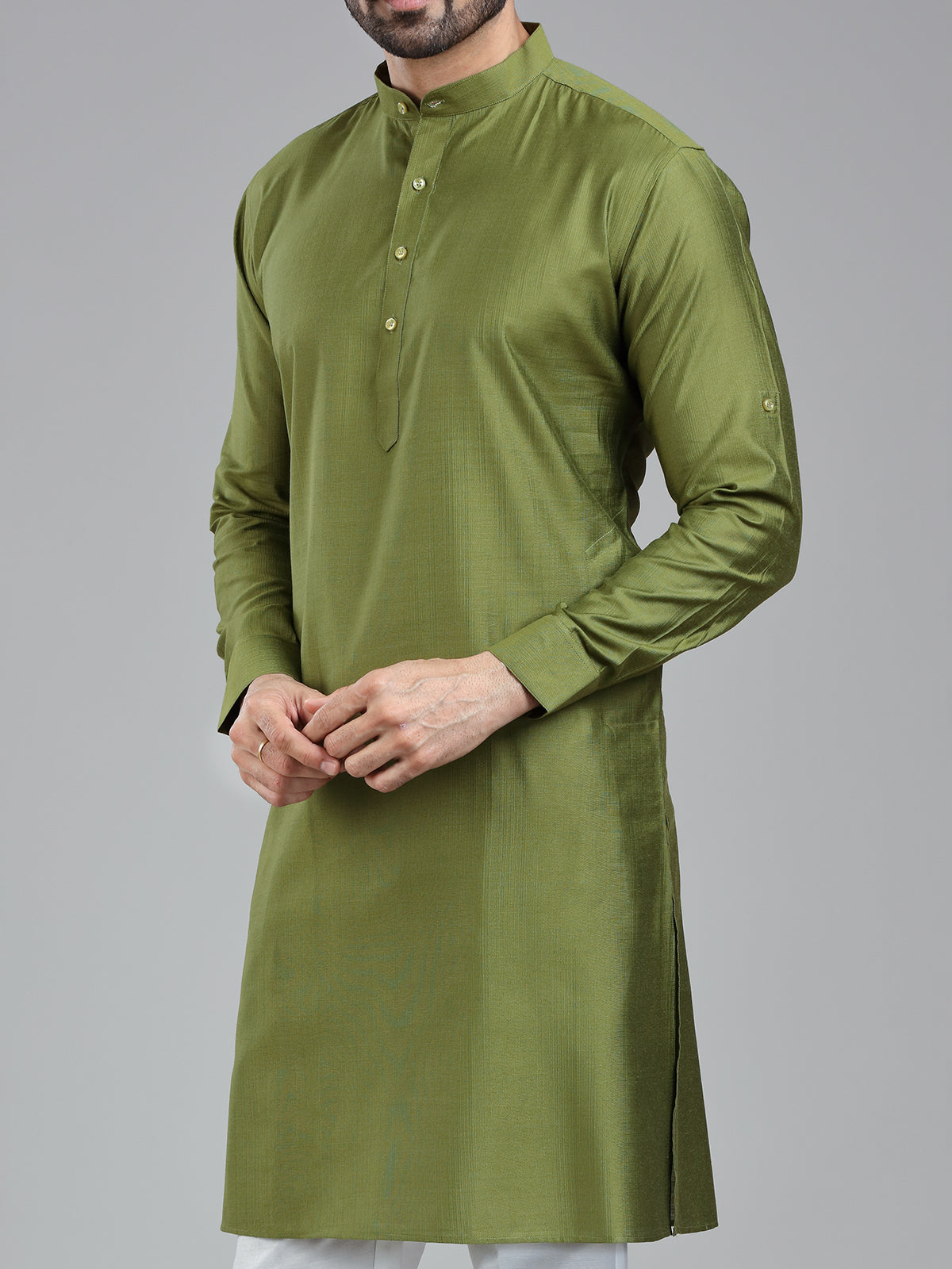 Dark olive simple kurta for festive wear