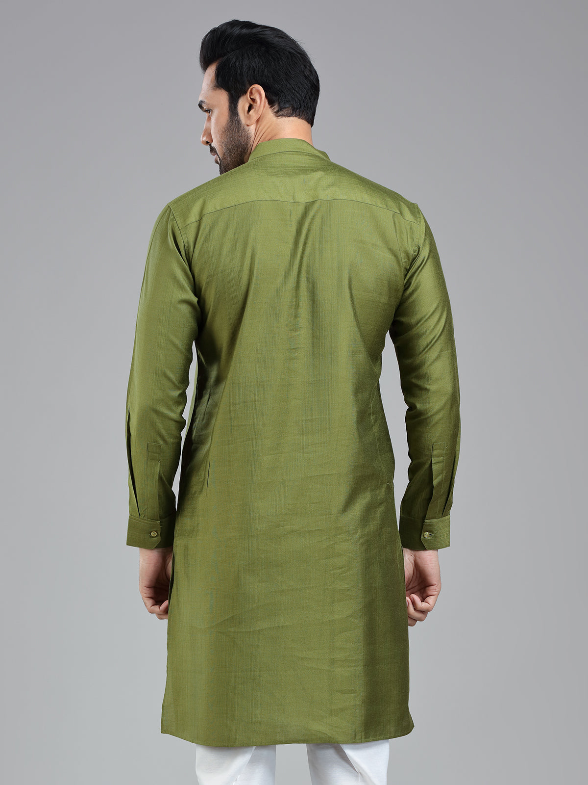 Dark olive simple kurta for festive wear