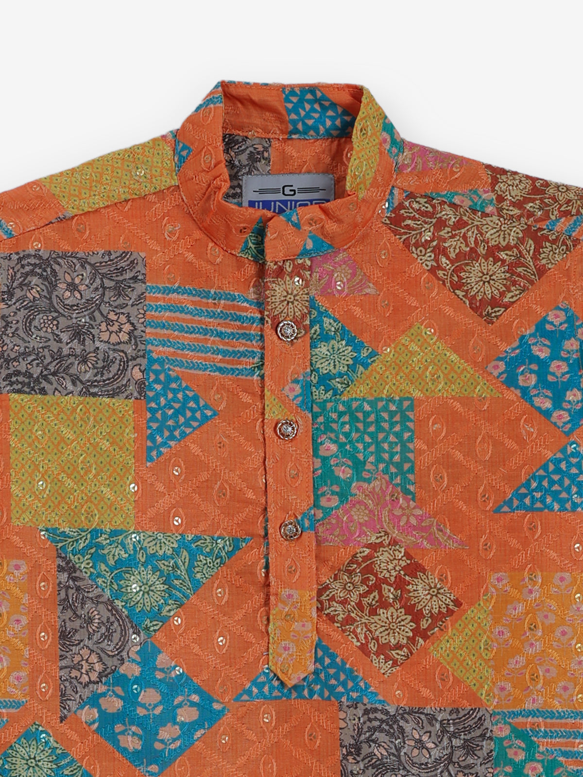 Deep orange embroidery and sequins kurta
