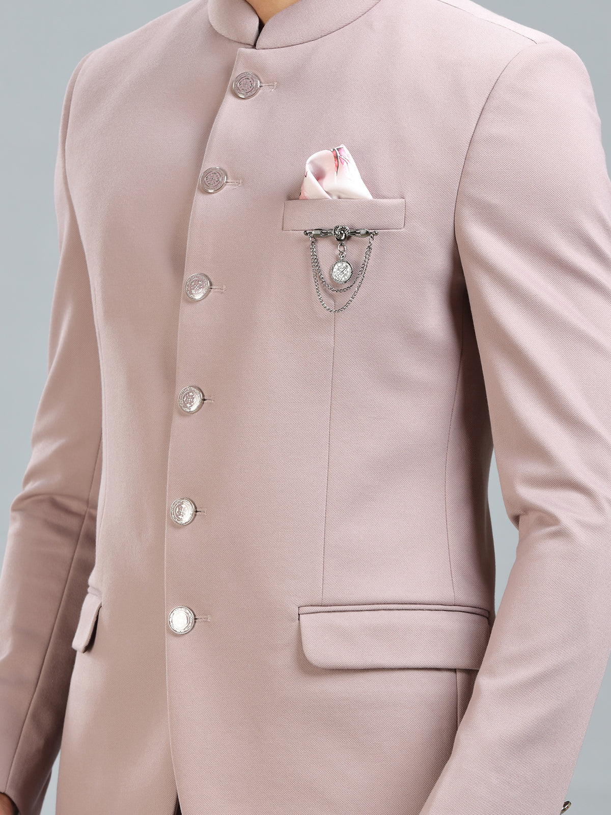 Elegant peach jodhpuri blazer in premium terry rayon for special occasions