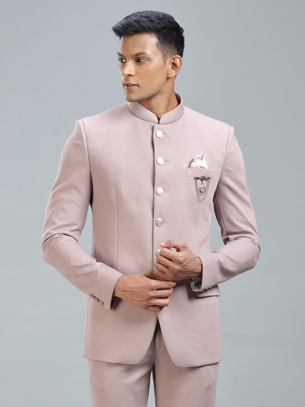 Elegant peach jodhpuri blazer in premium terry rayon for special occasions