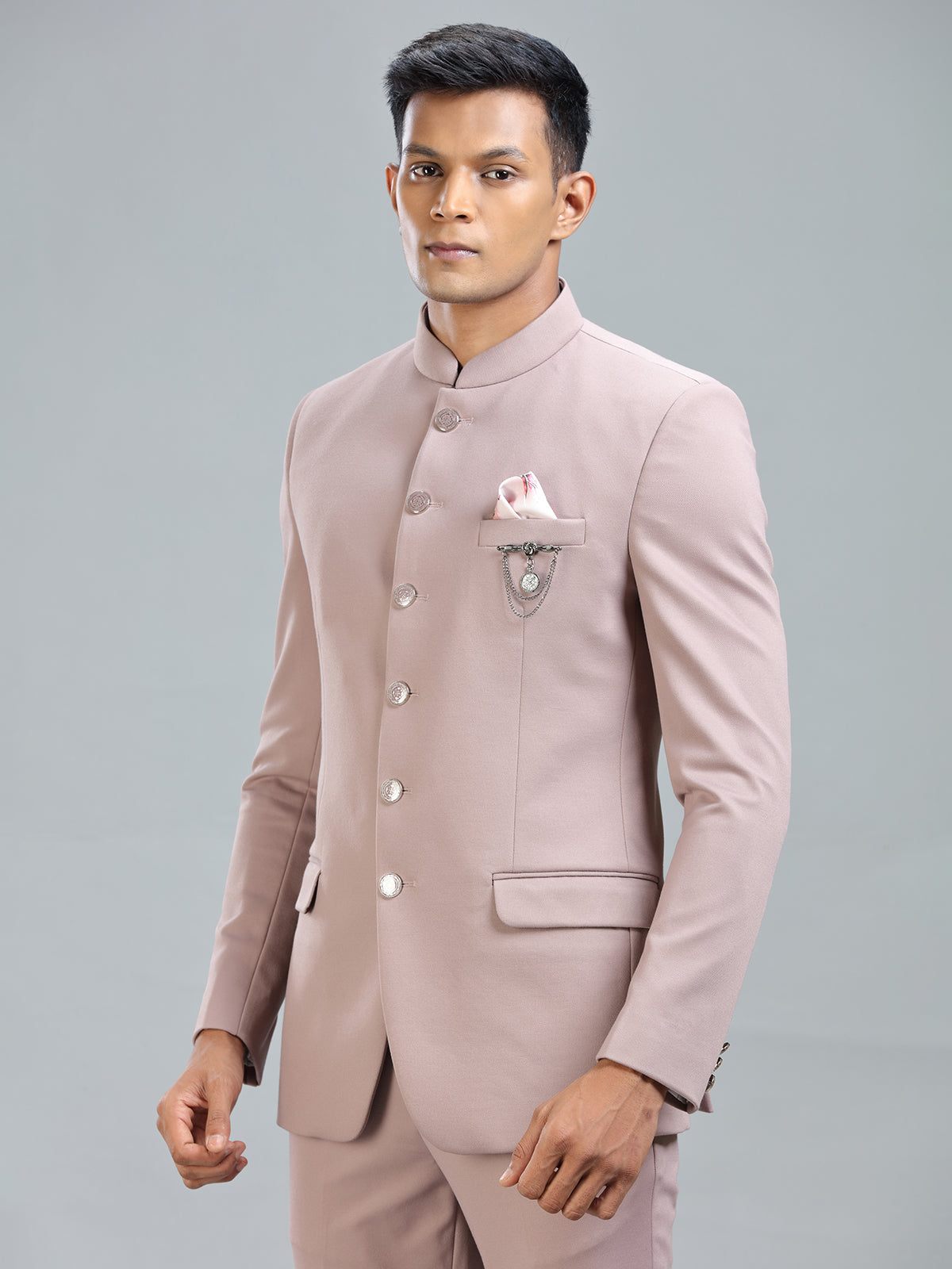 Elegant peach jodhpuri suit in premium terry rayon for special occasions