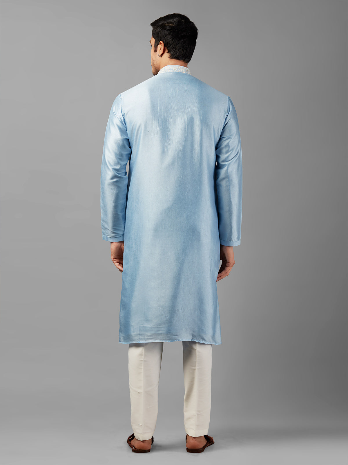 Elegant sky blue silk kurta suit