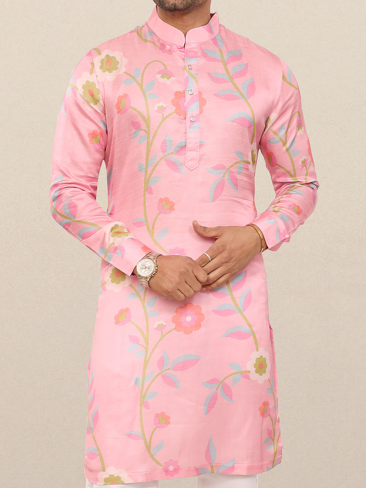 Fabulous sweet pink mens kurta