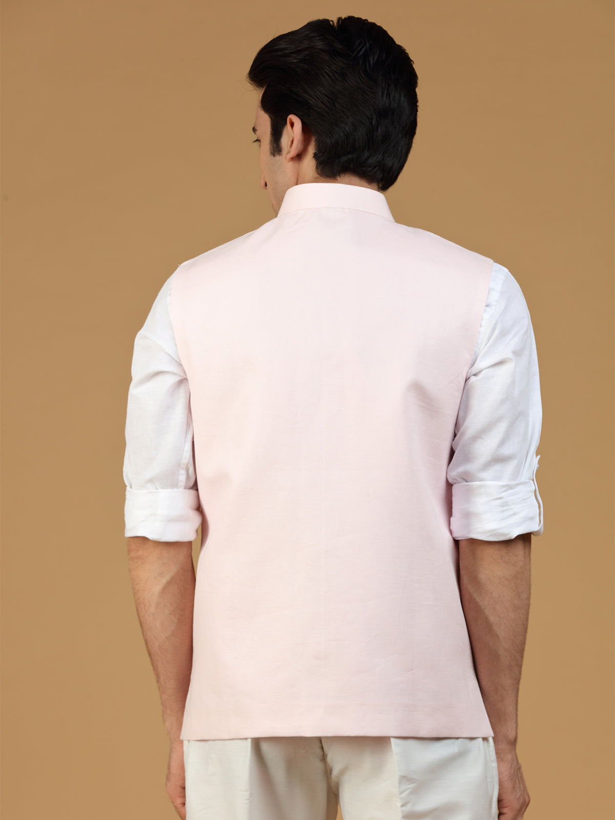 Festive wear linen waistcoat in light pink