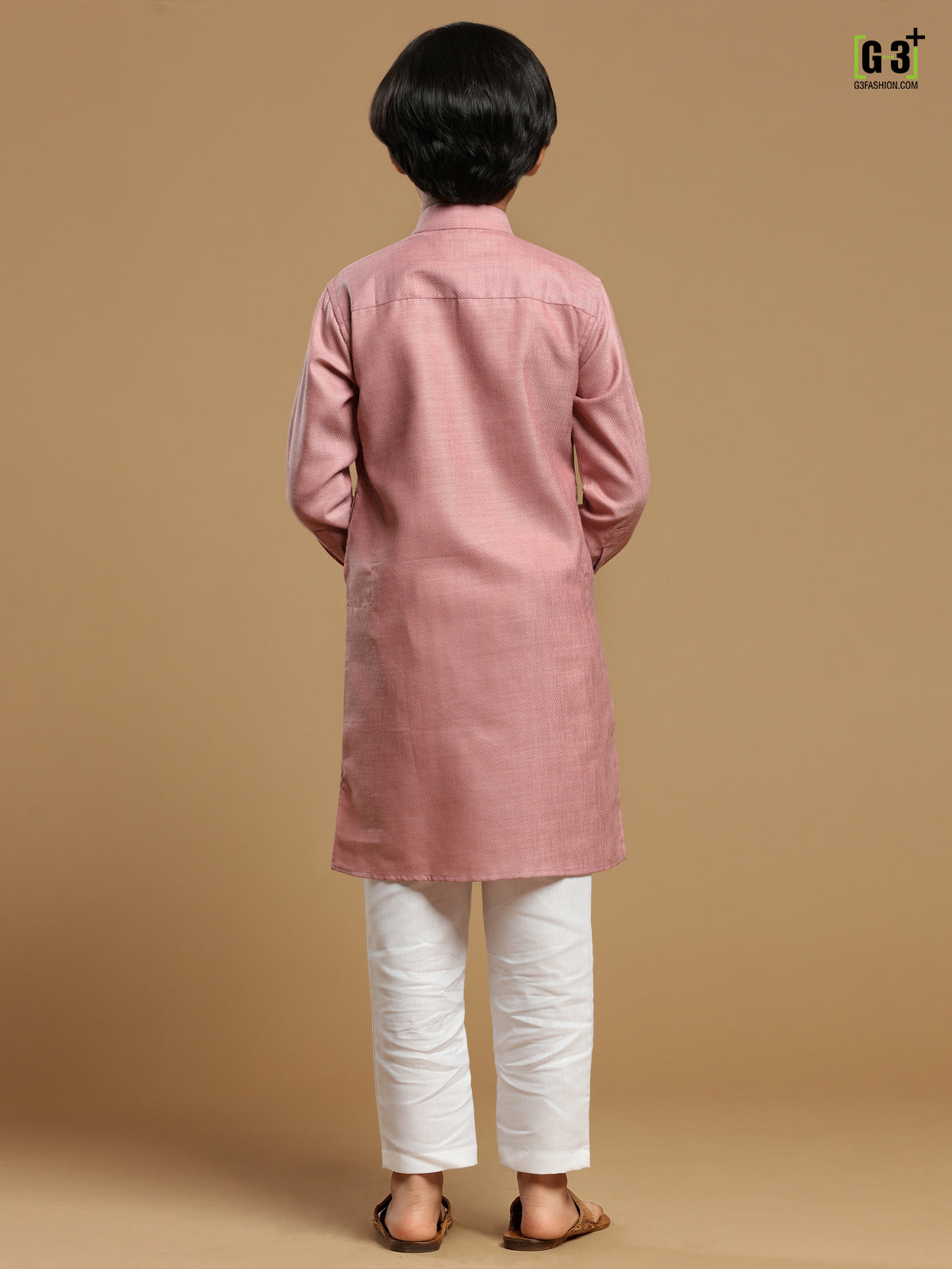 Festive wear pink boys cotton kurta suit