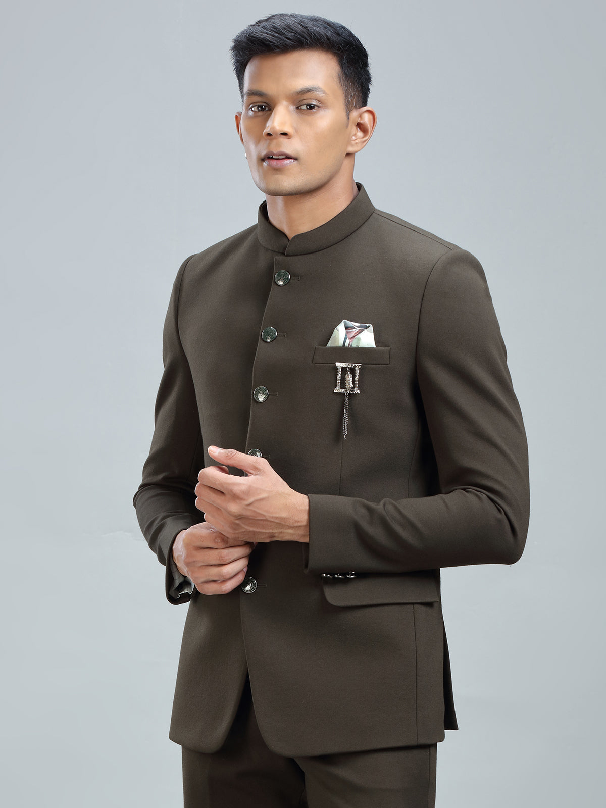 Finest green jodhpuri blazer in premium terry rayon fabric
