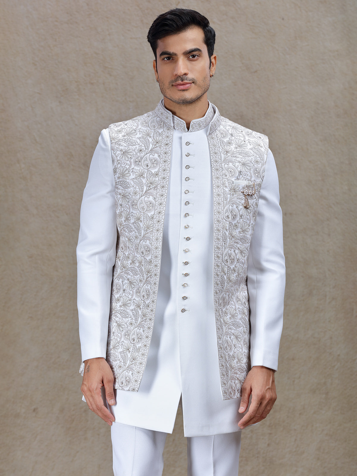 Graceful off-white indowestern for weddings