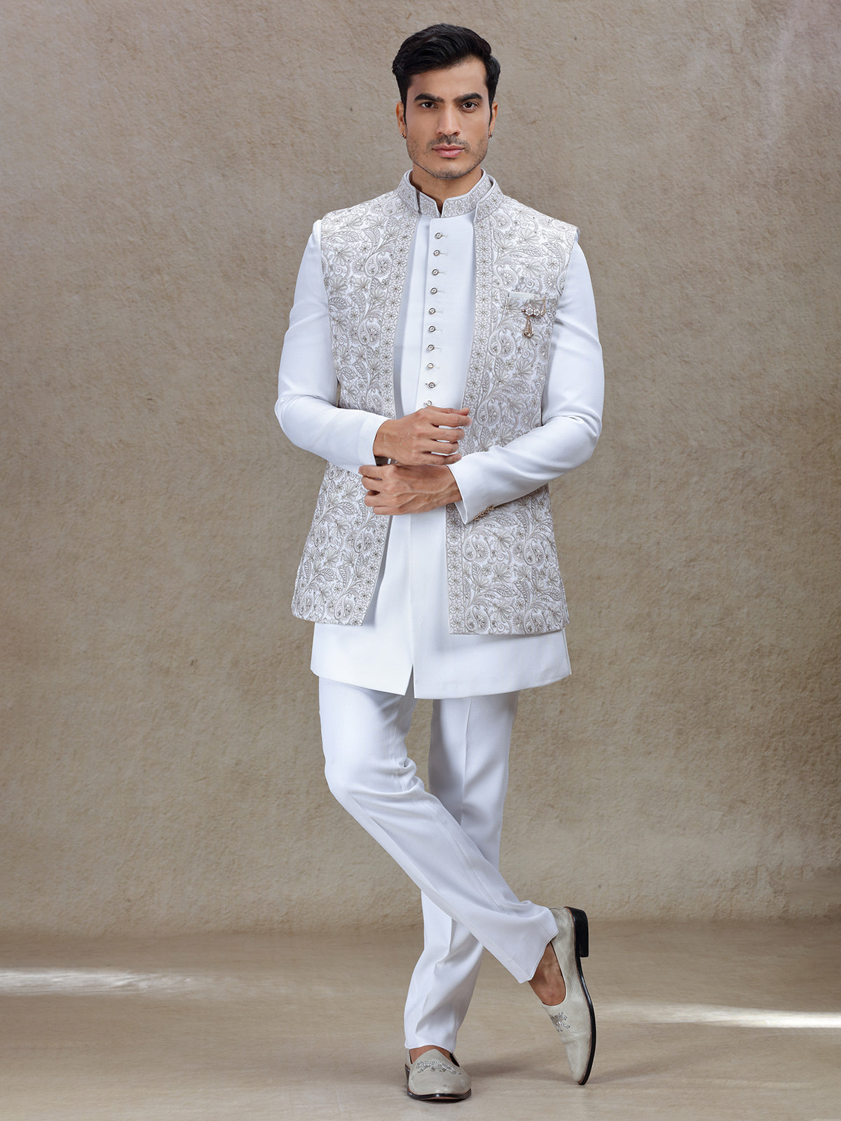 Graceful off-white indowestern for weddings