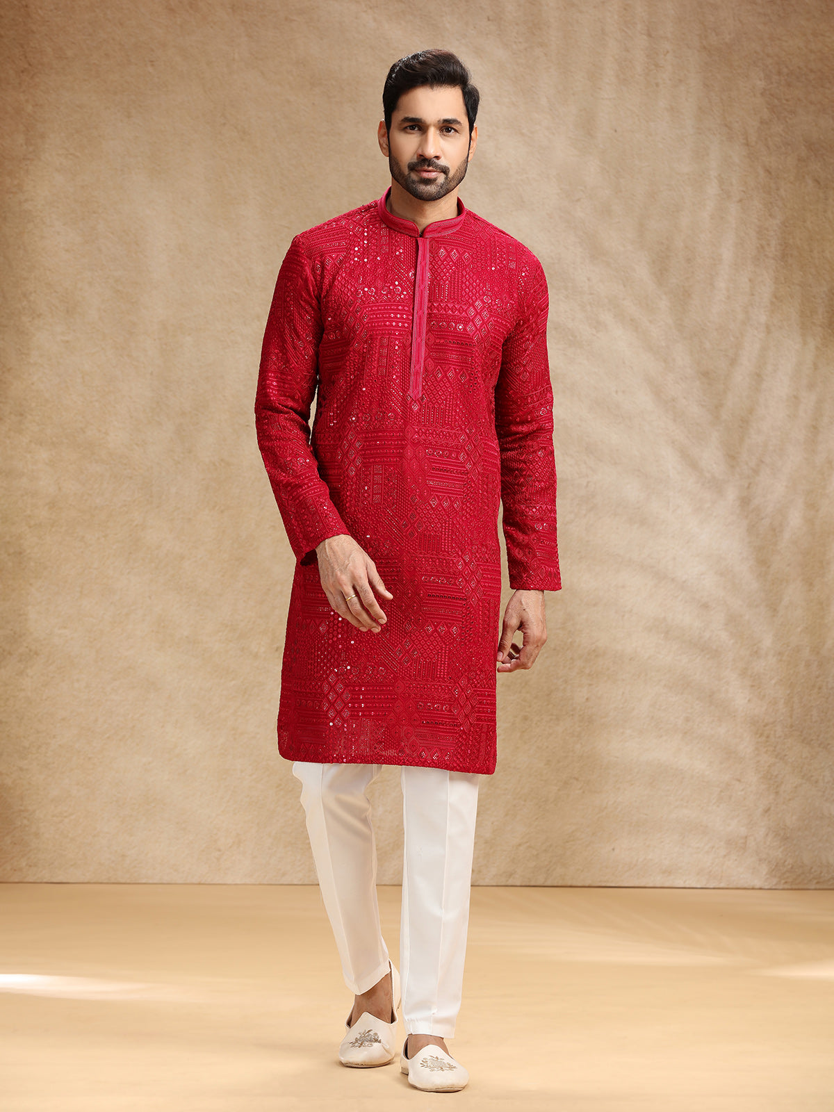 Hot pink georgette kurta pajama