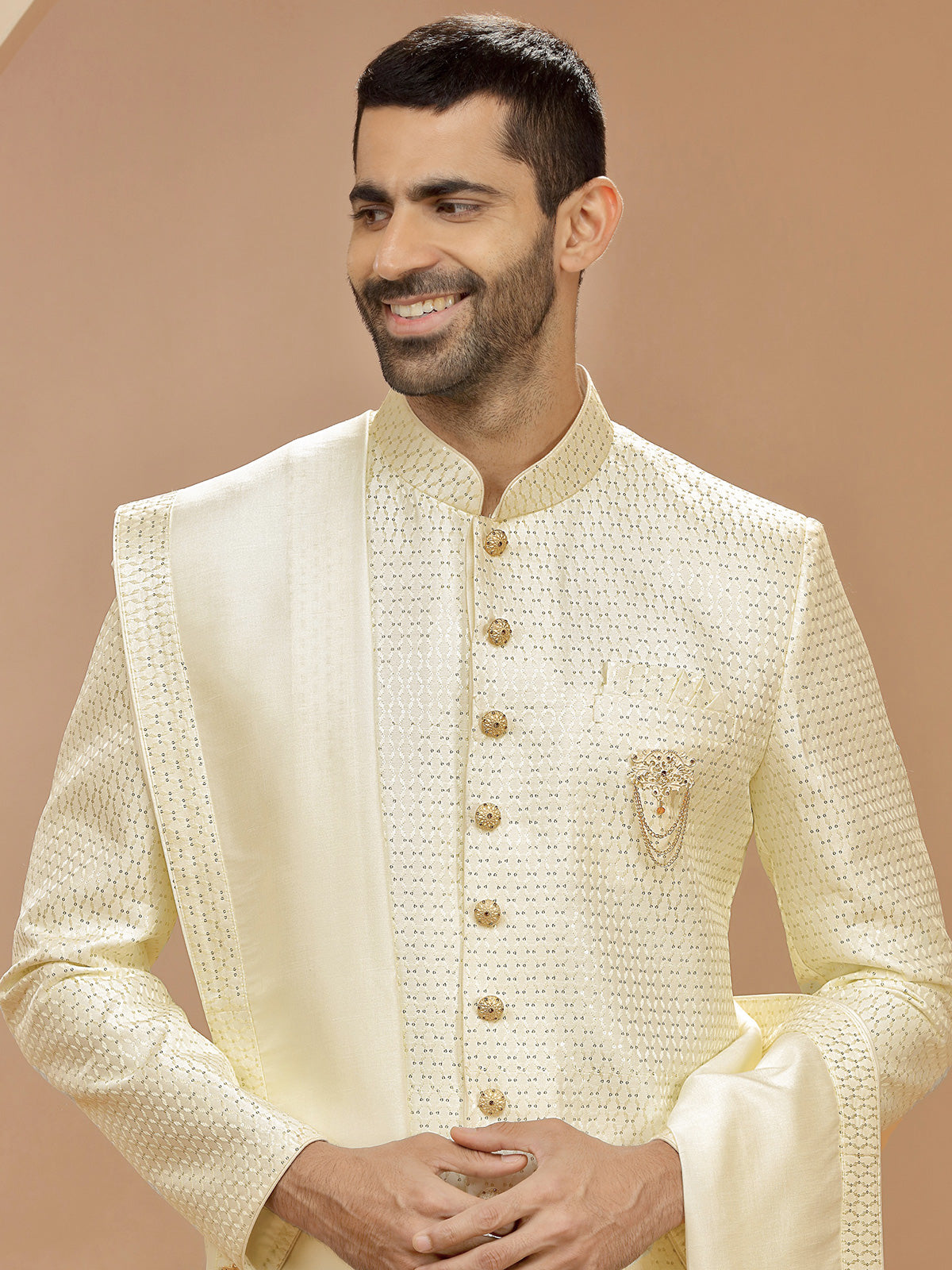 Latest cream indowestern with dupatta