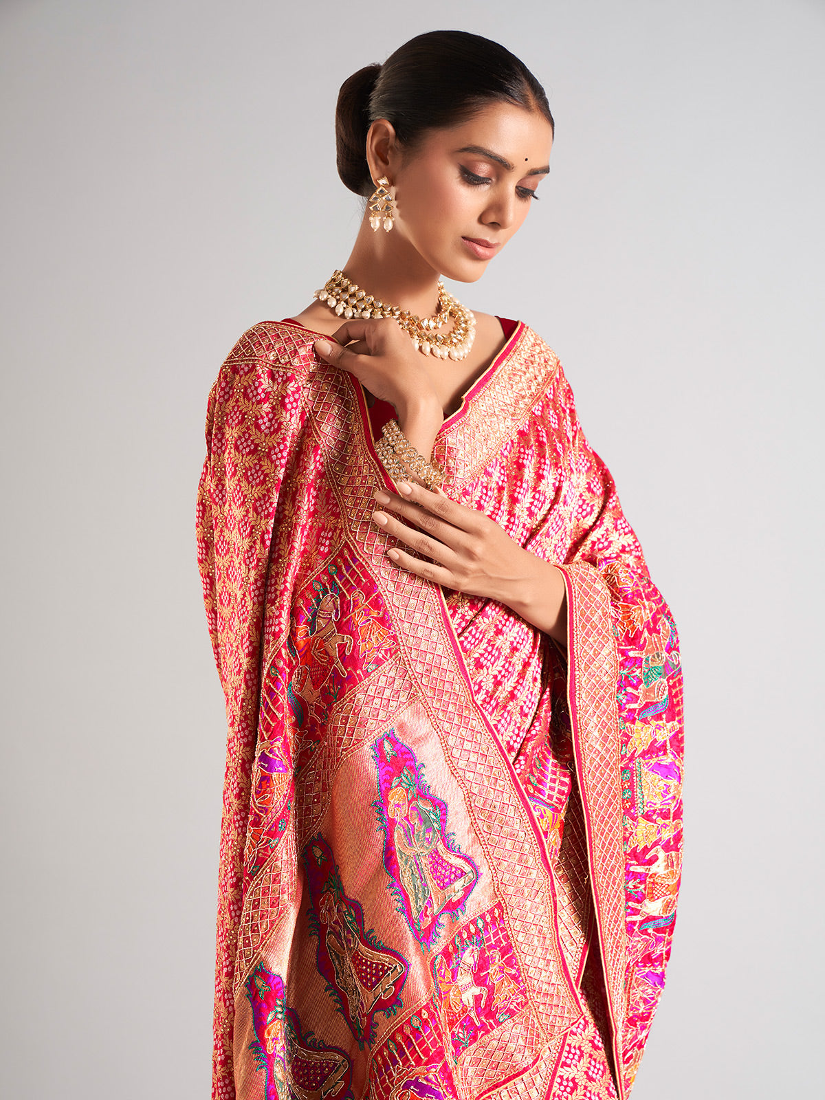 Magenta silk zari weaving saree