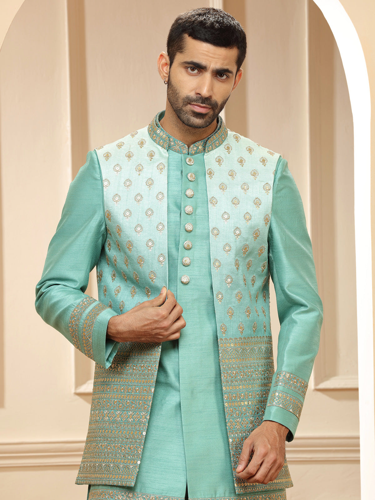 Latest mint green indowestern