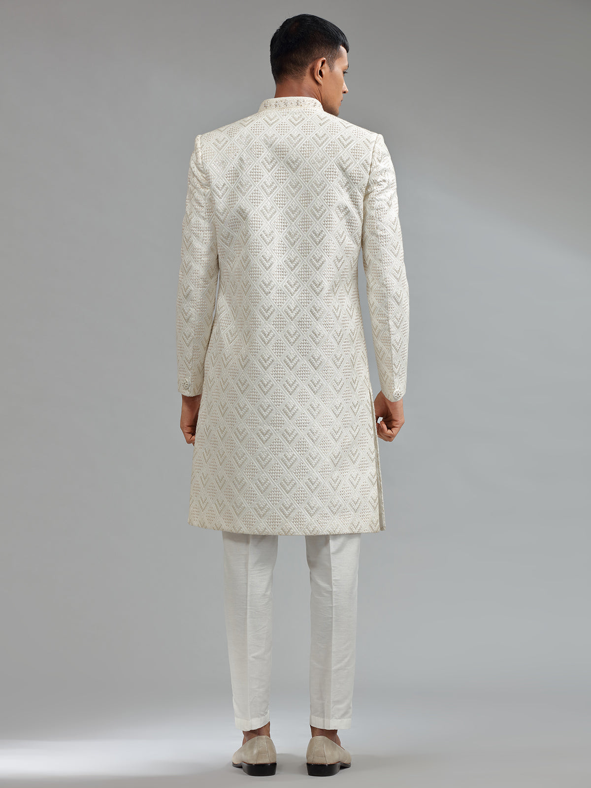 Latest white silk sherwani for groom