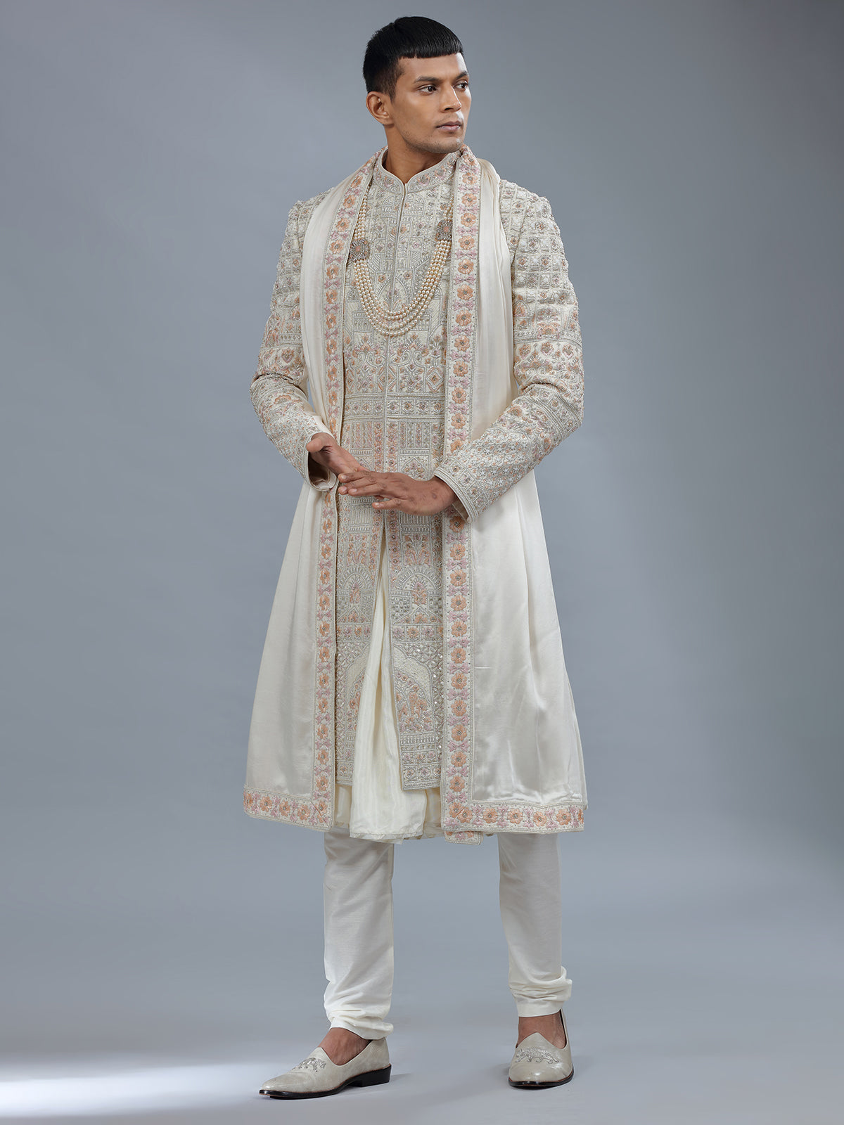 Letest cream peshwai style sherwani for groom