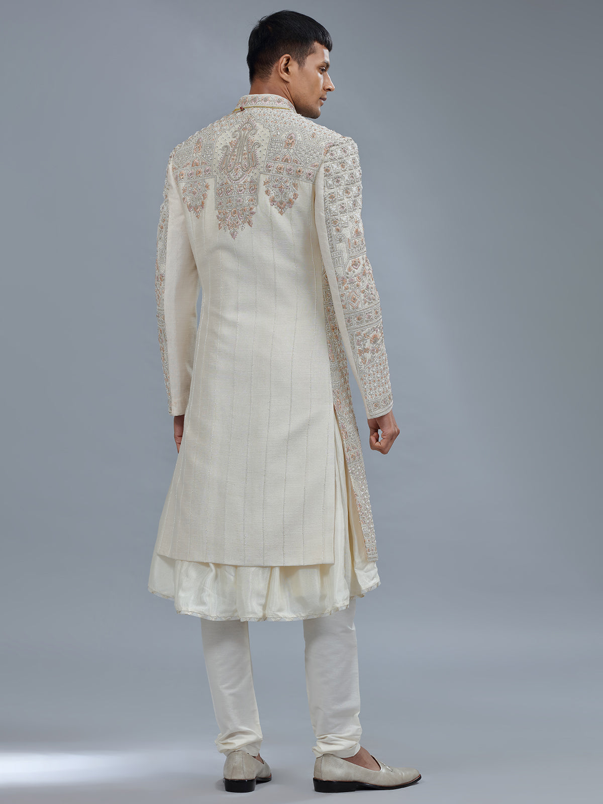 Letest cream peshwai style sherwani for groom