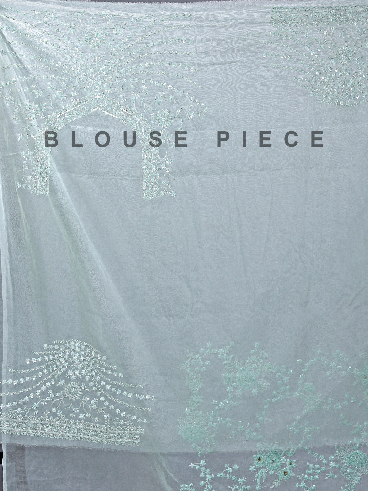 Light green organza saree with beaded detailing