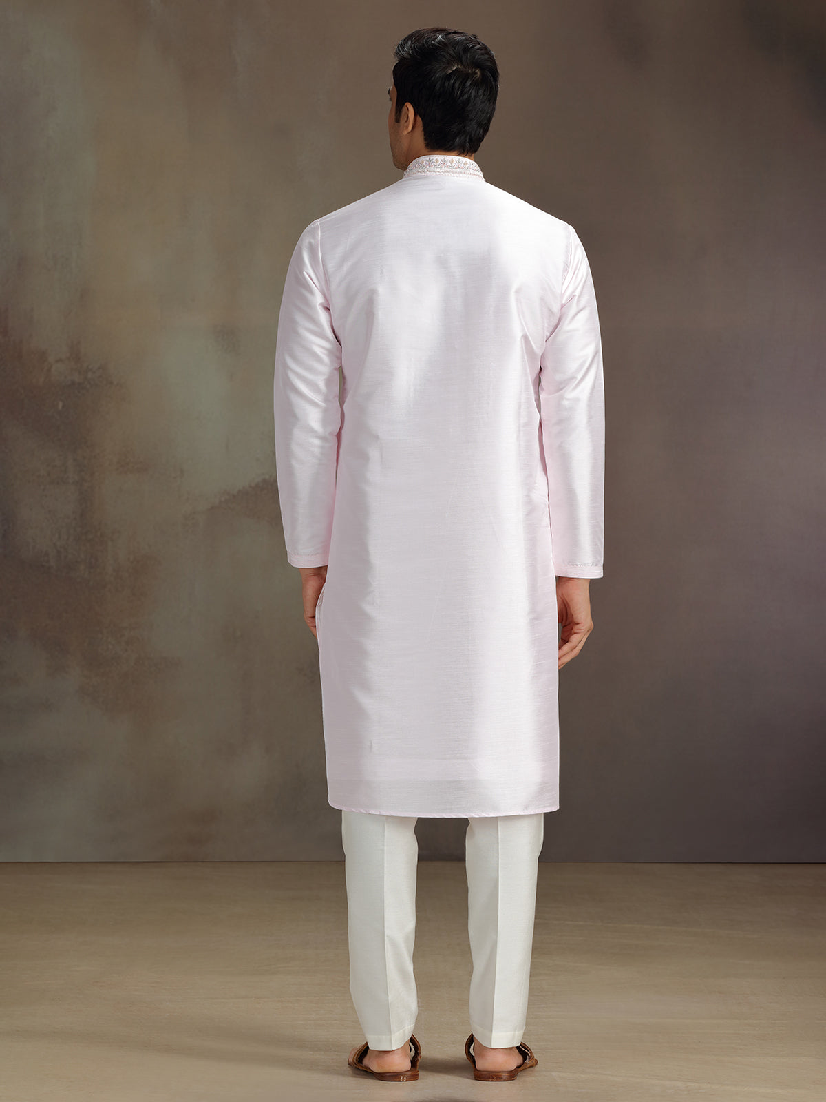 Light pink silk kurta suit for festival wear