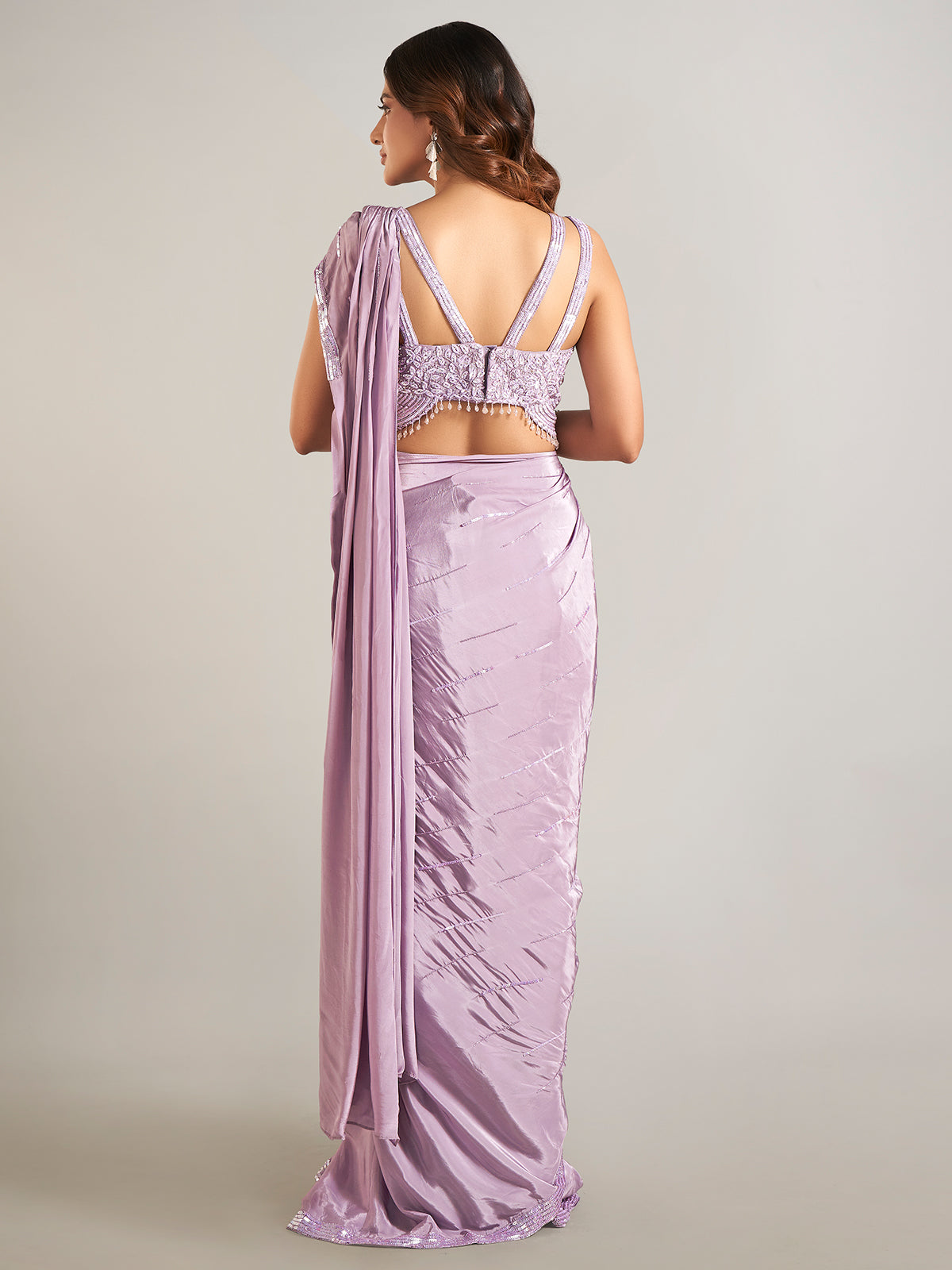 Light purple satin party wearsaree
