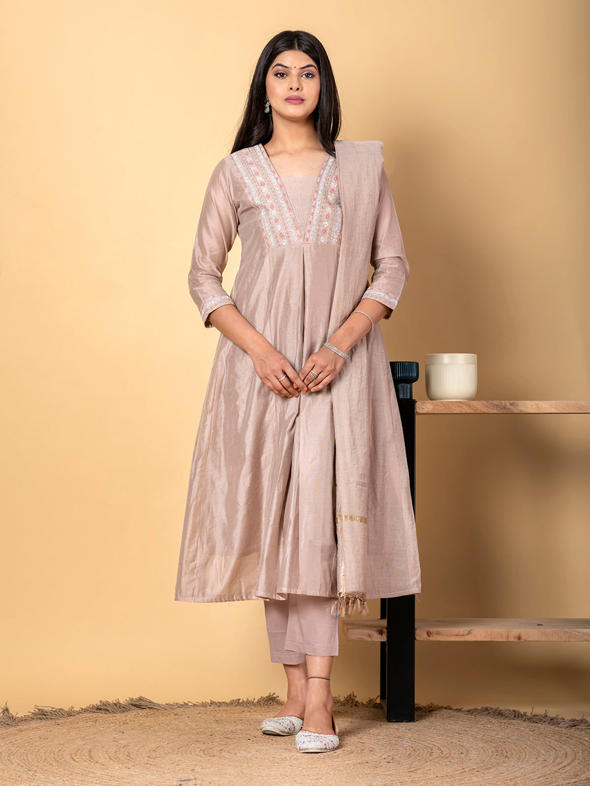 Light purple tissue silk kurti set