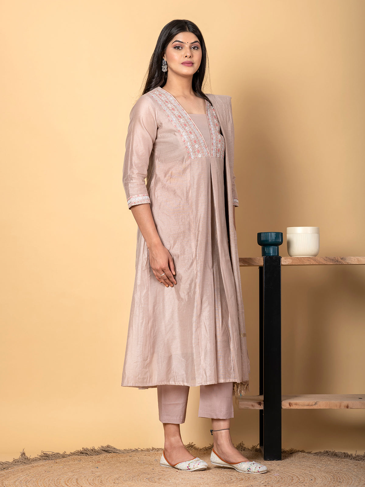 Light purple tissue silk kurti set