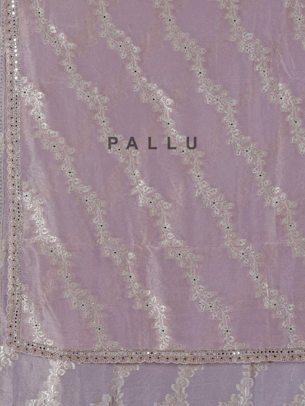 Lilac purple tissue dola silk saree with heavy embroidery