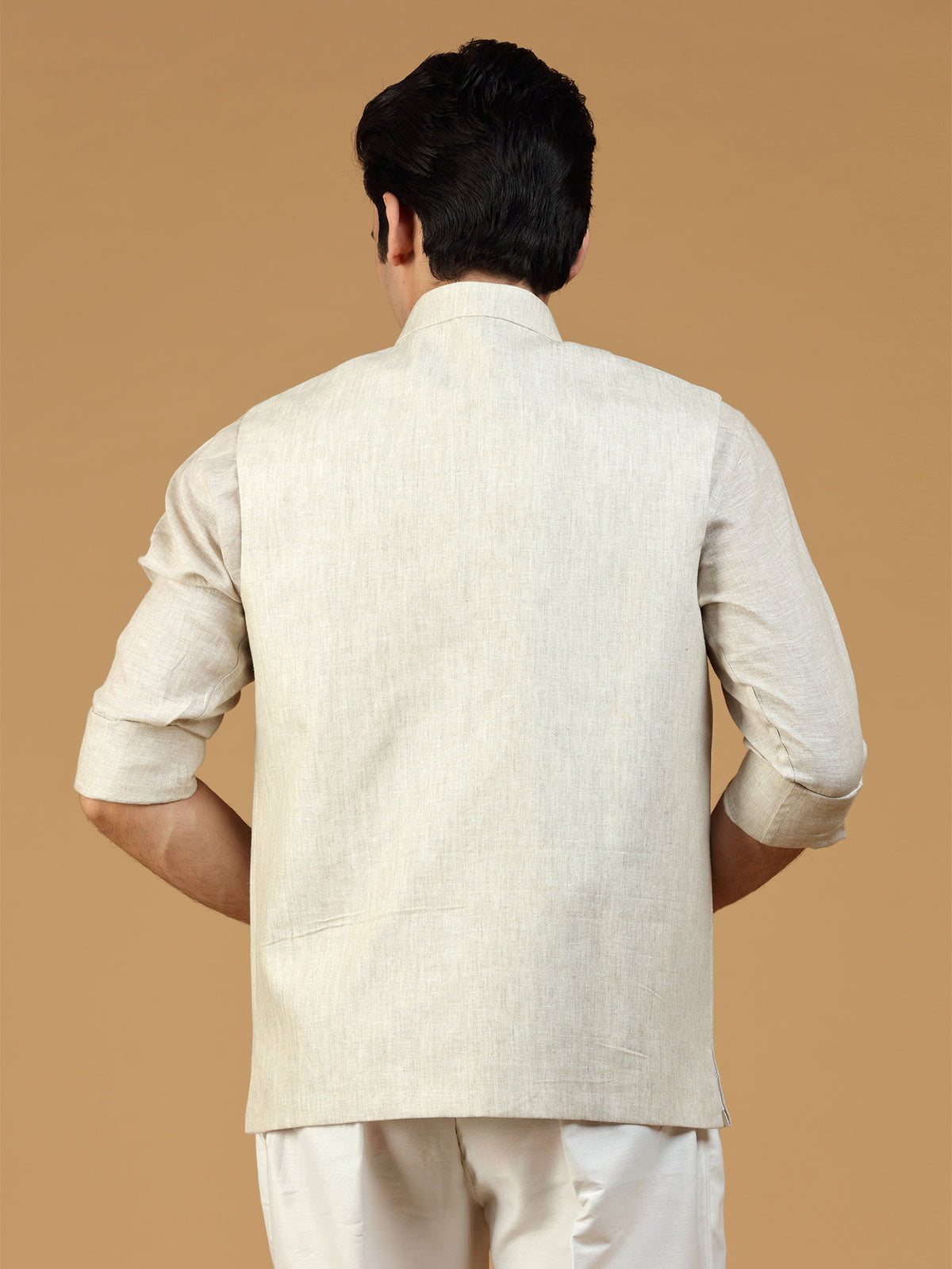 Linen beige festive waistcoat
