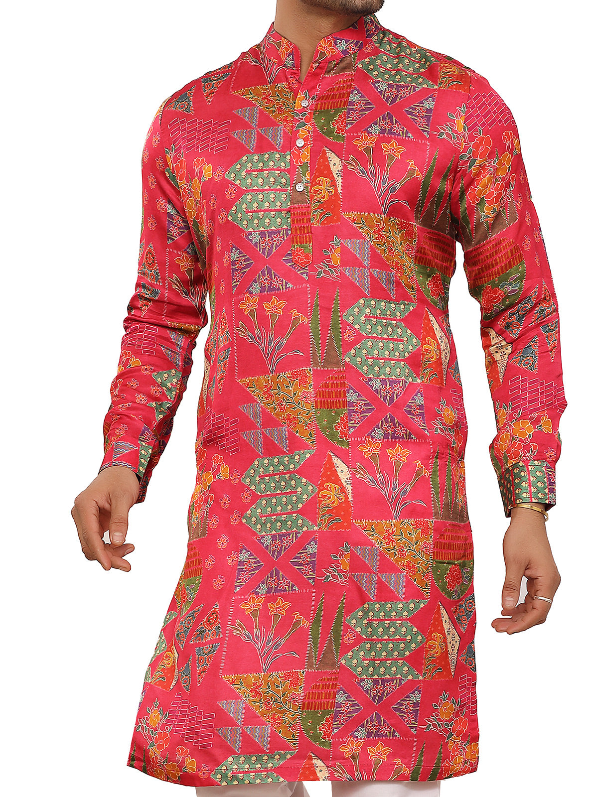 Magenta colour printed kurta for festival