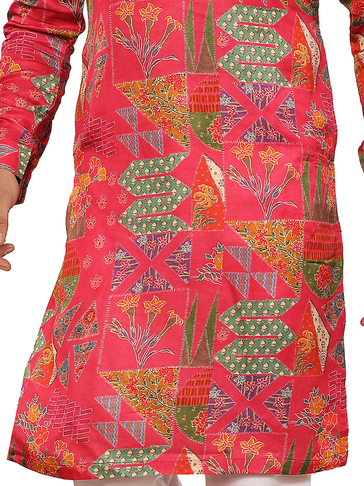 Magenta colour printed kurta for festival