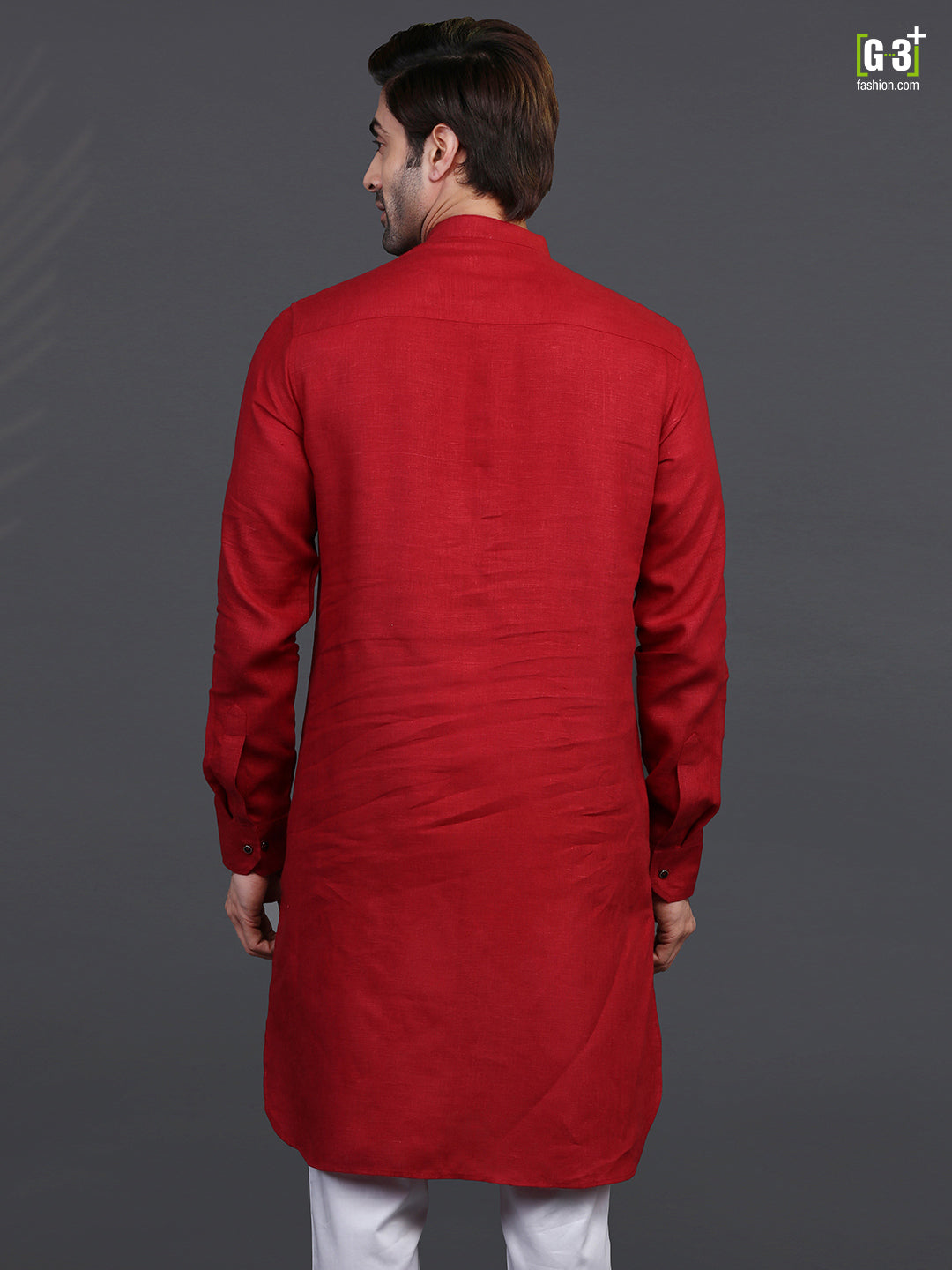 Maroon linen festive occasion mens kurta
