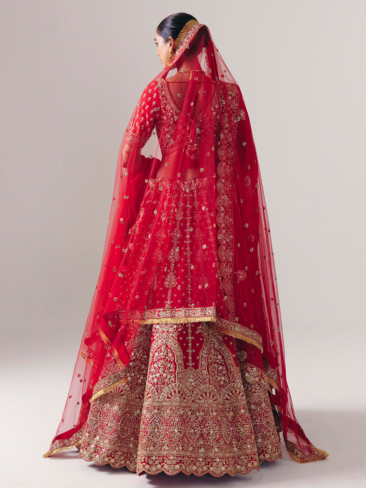 Maroon silk bridal lehenga choli with resham detailing