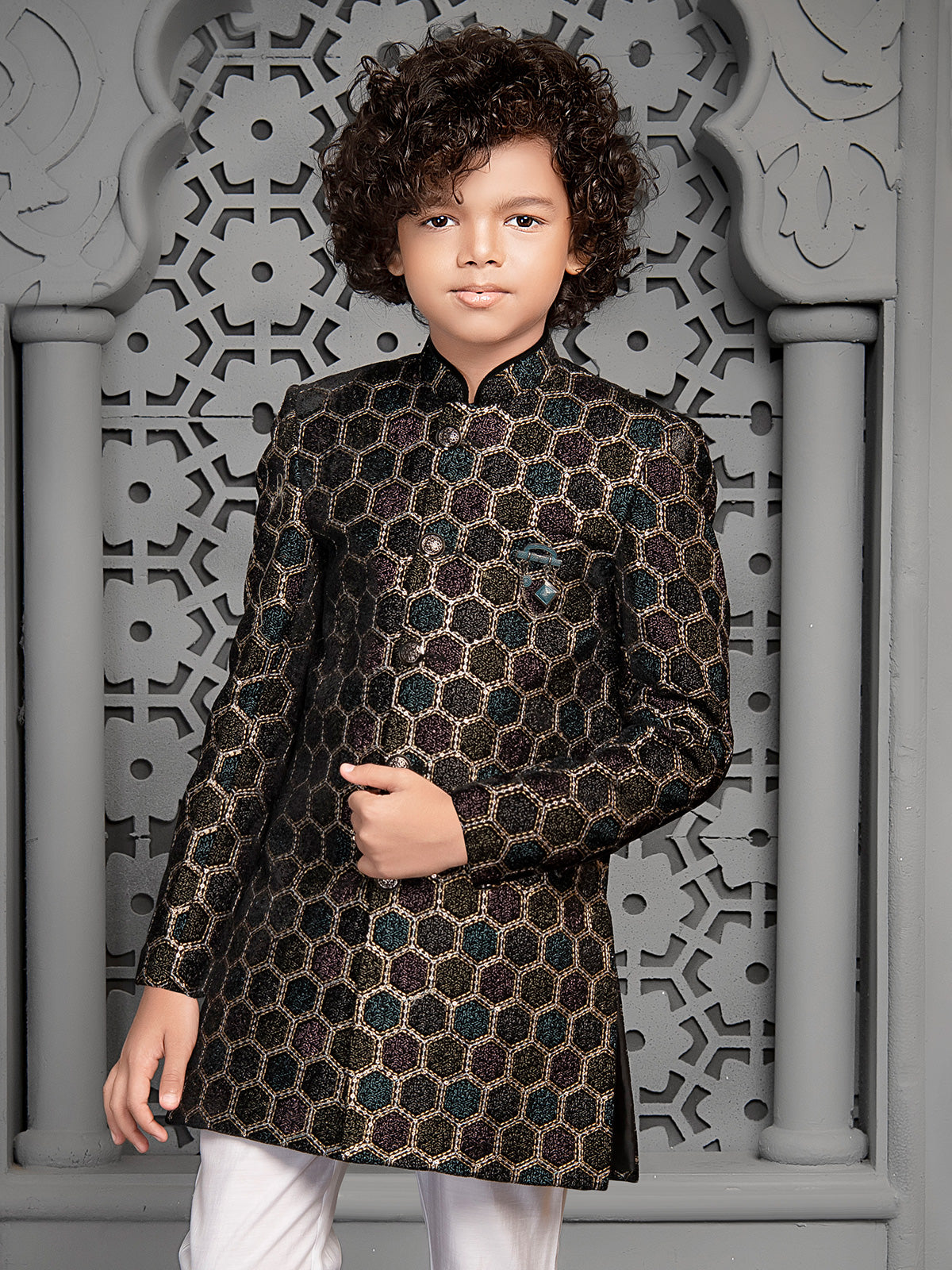 Multi coloured ethnic finest indo western for boys