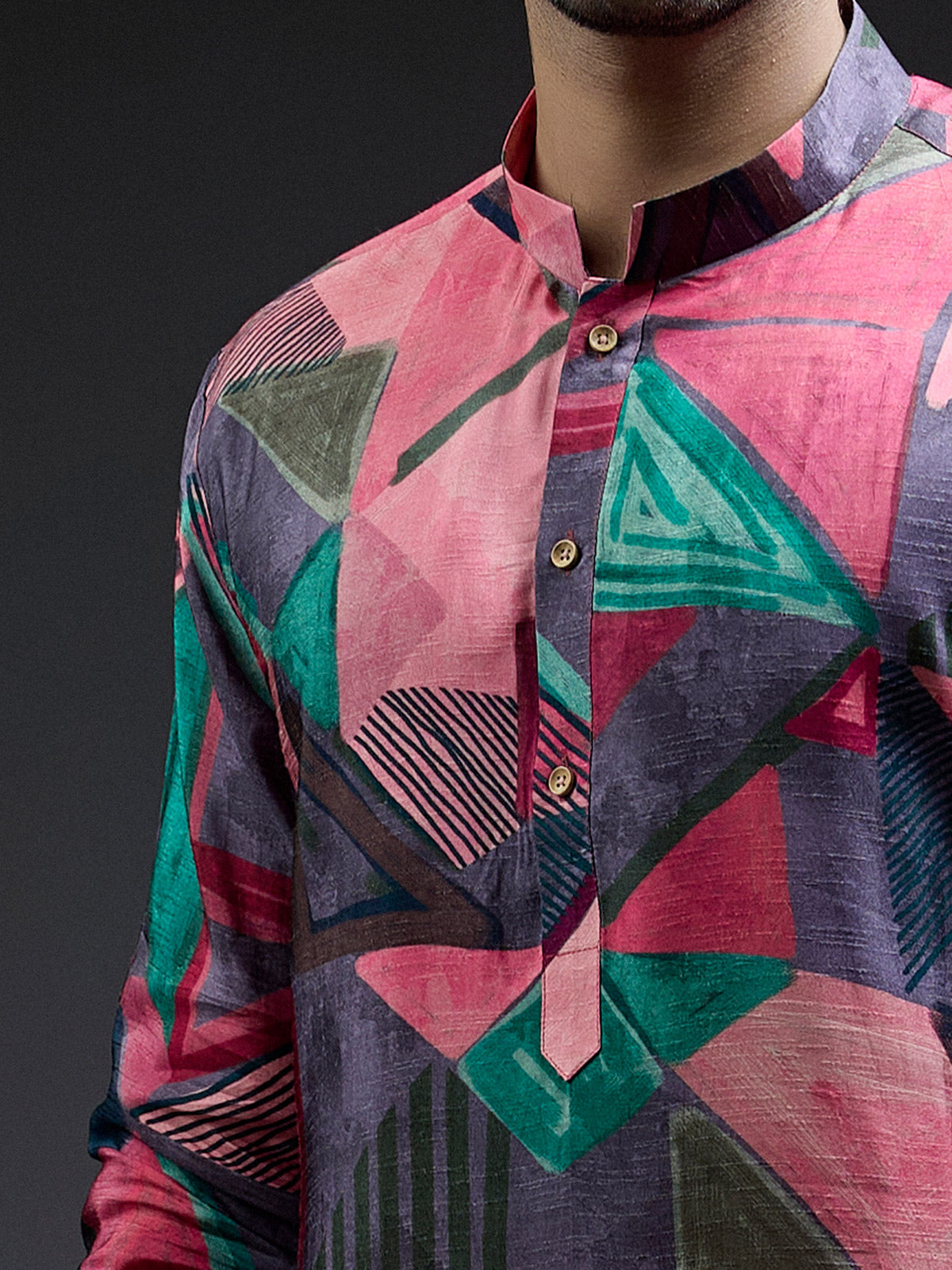Multi coloured kurta suit in geomettrical print