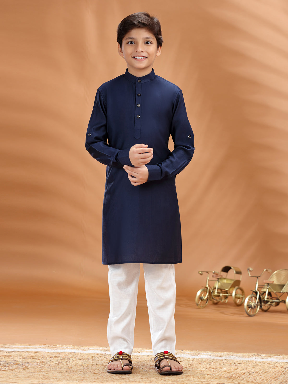 Navy cotton kurta pant set