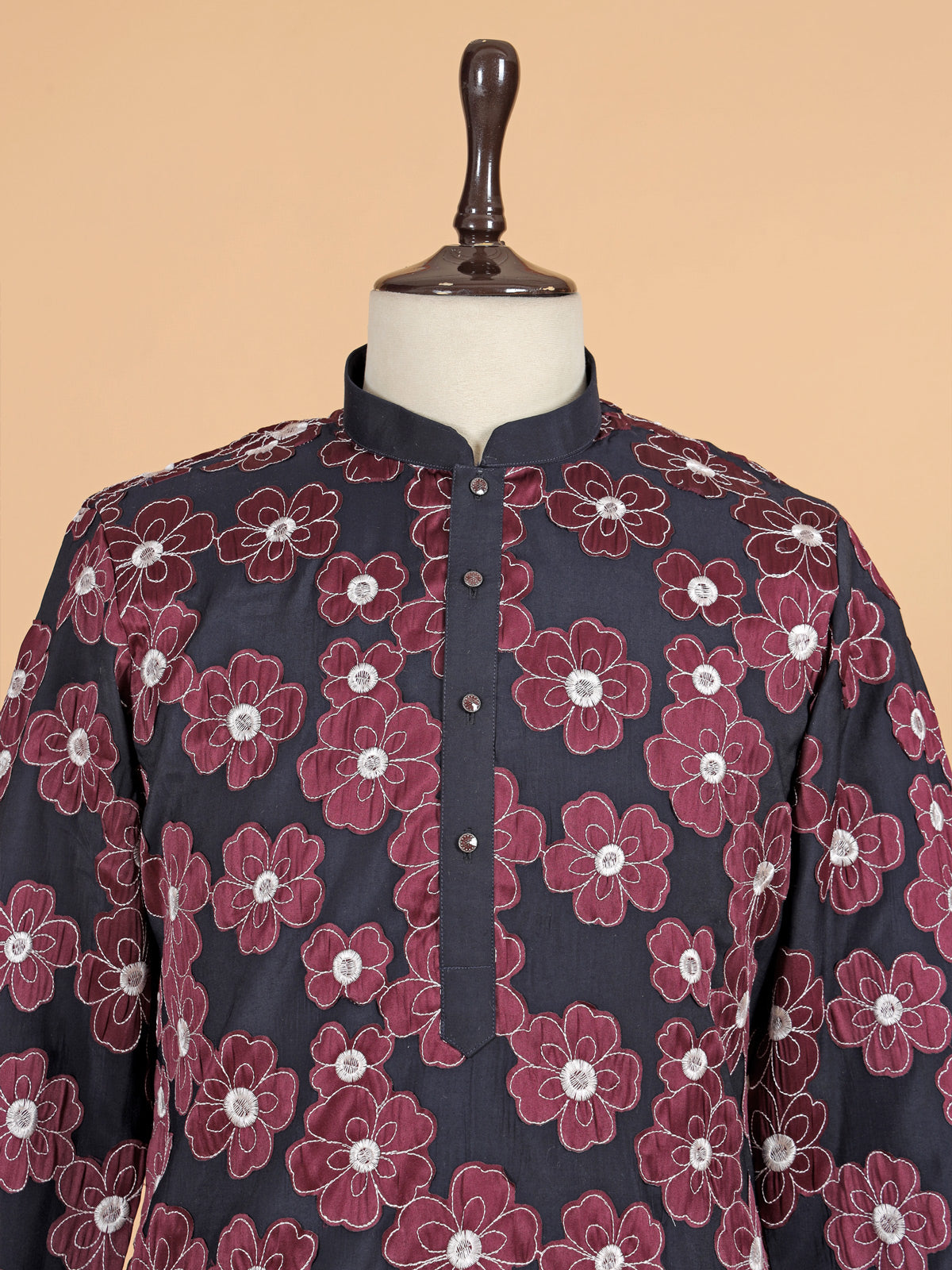 Navy floral printed cotton kurta pajama