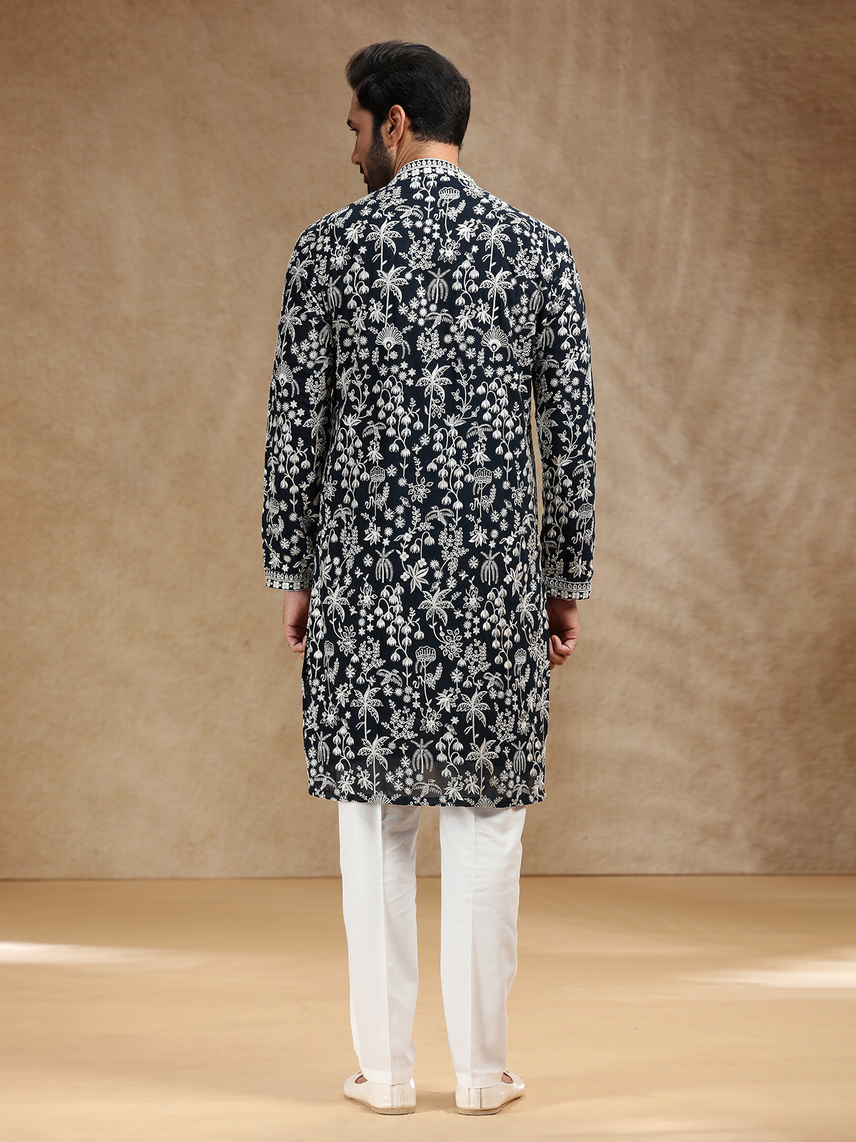 Navy georgette kurta suit with dupatta