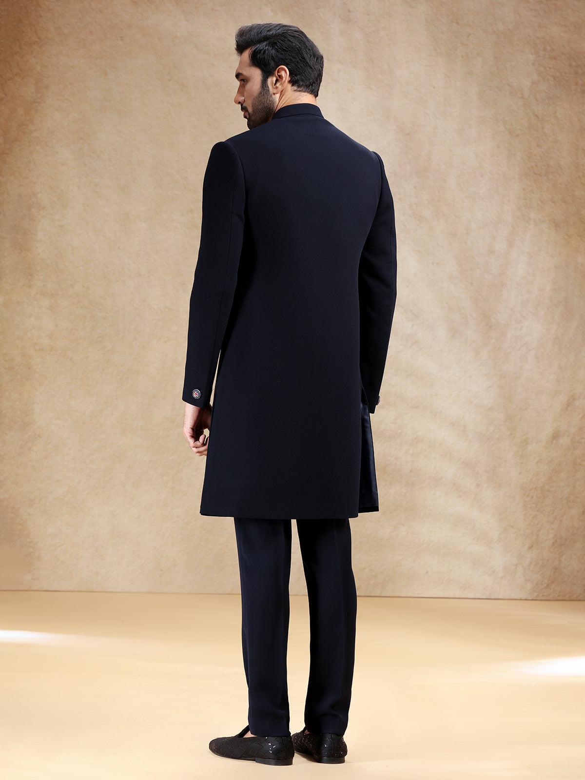 Navy indowestern set in terry rayon with dupatta